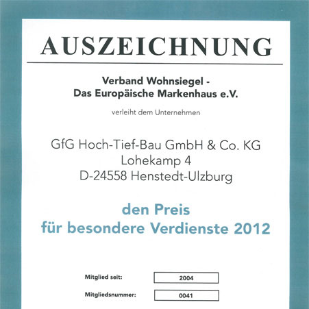 Preis für besondere Verdienste 2012